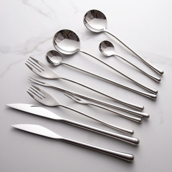 Mirror Western Food Knife, Fork and Spoon Three-Piece Set Ins Posing Artifact 304 Stainless Steel Household Tableware Simple Design