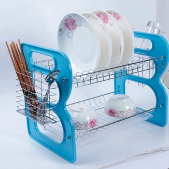 Cross-Border Foreign Trade Direct Supply Simple Kitchen New Drain Dish Storage Rack Multi-Purpose Storage Rack Dish Rack