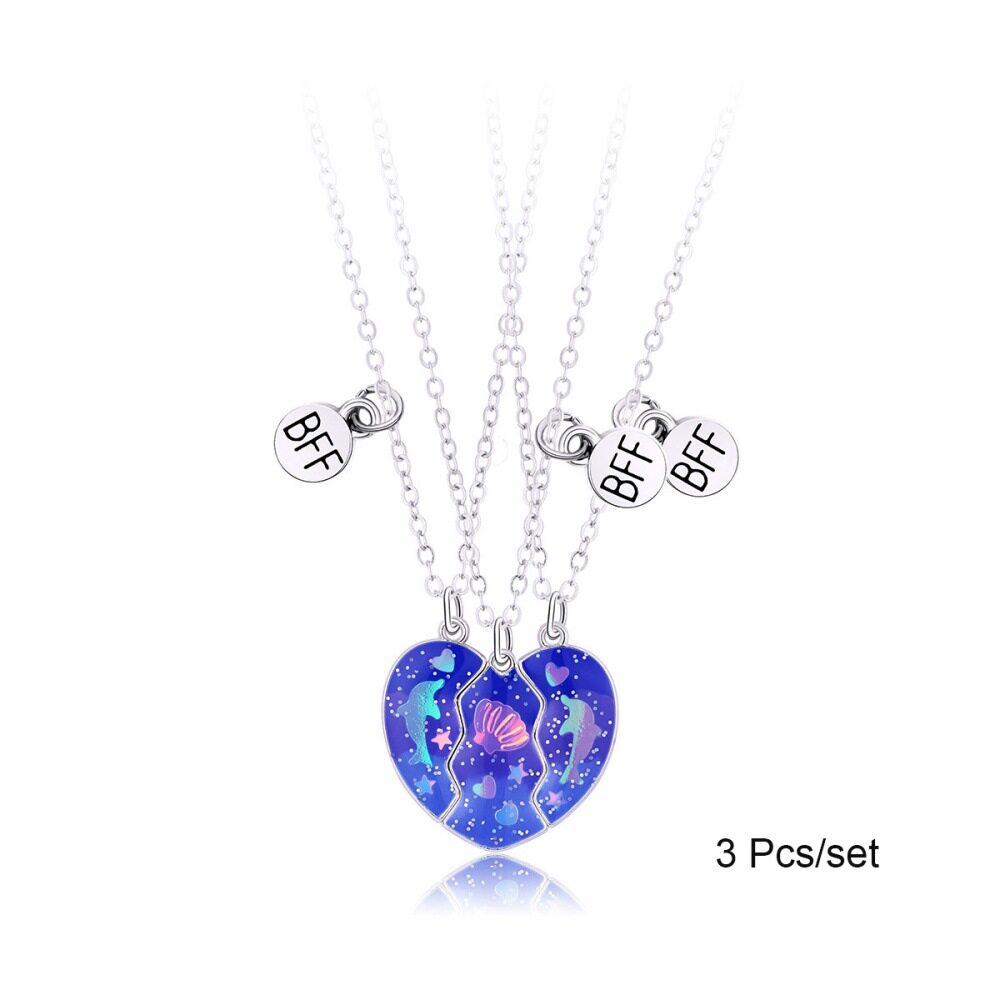 厂家供应儿童项链海豚滴油创意磁铁拼接爱心项链 拼接爱心礼物