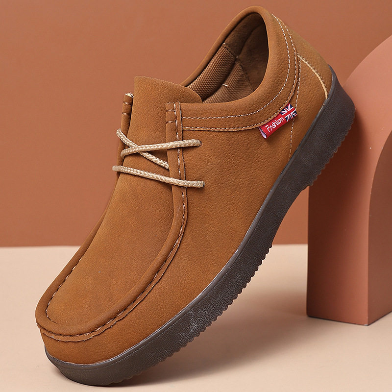 Men's versatile men's nubuck soft sole business casual small leather shoes British style sports work shoes
