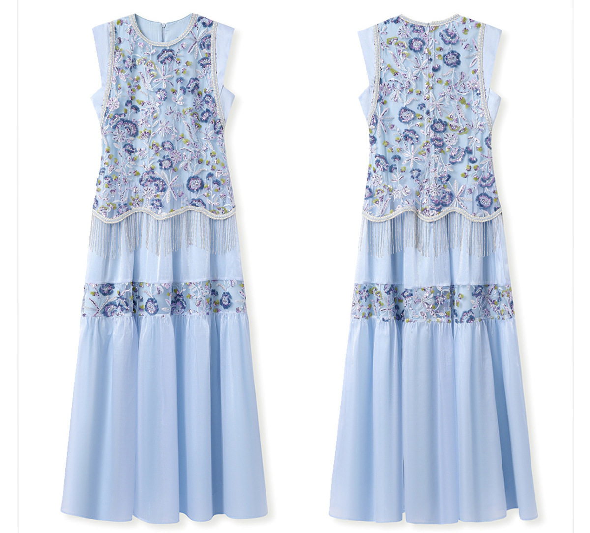 Đầm maxi nữ thêu đính cườm tay phồng dáng suông — Cloud Water Blue (Giao hàng ngay hôm nay), Cloud Water Blue (Giao hàng trong 7 ngày), Jasper Green (phát hành cùng ngày), Jasper xanh (giao hàng trong 7 ngày)