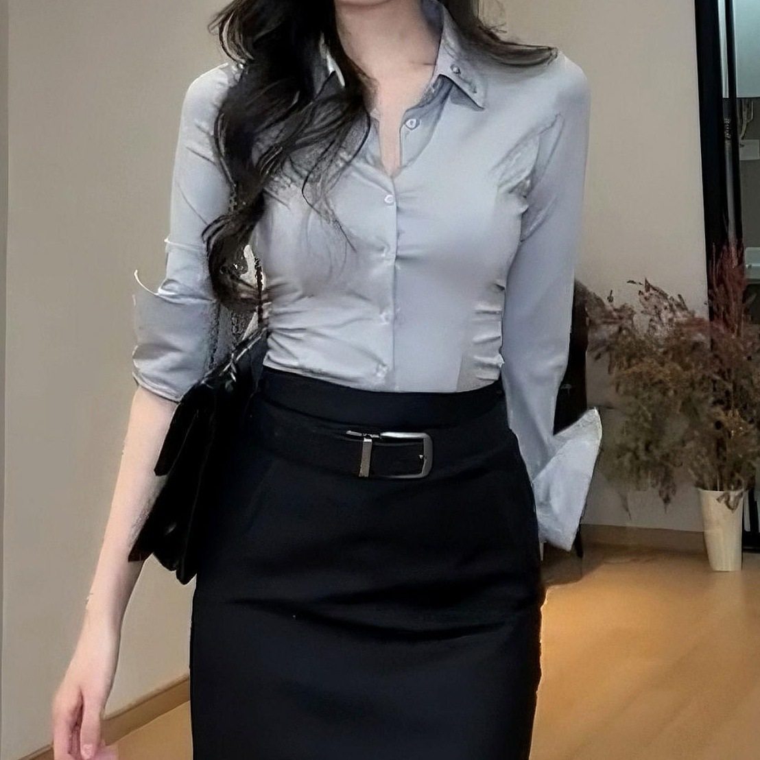 2025 Spring Goddess Fan Shirt Temperament Slim-fit Hip Skirt OL suit Two-piece Business Wear High-end Important Occasions