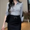 2025 Spring Goddess Fan Shirt Temperament Slim-fit Hip Skirt OL suit Two-piece Business Wear High-end Important Occasions