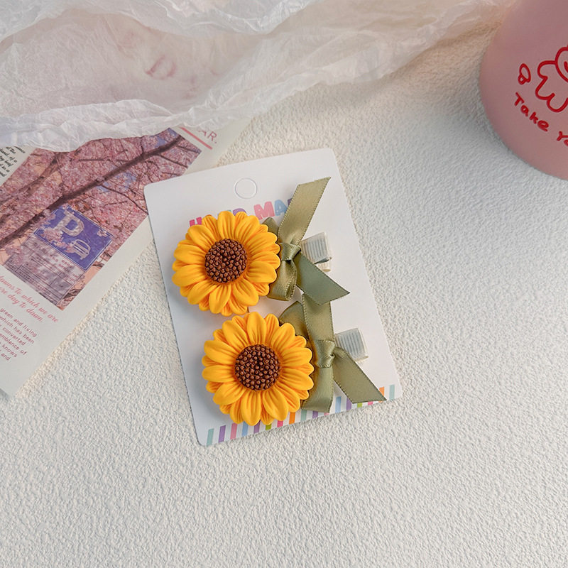 可爱卡通ins风向日葵发夹甜美花朵发卡高颜值少女碎发海边刘海夹