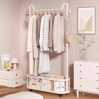 Cat Ear Clothes Hanger Bedroom Floor-Standing Movable Coat Rack Entry Storage Rack Integrated Wall-Mounted Clothes and Coat Rack