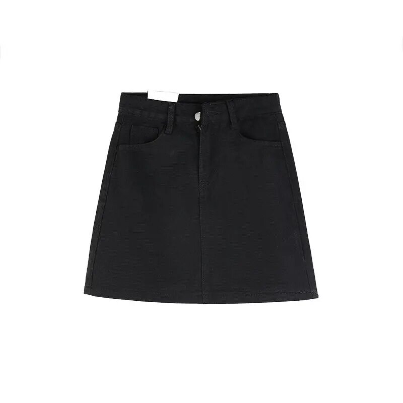 High Waisted Black Denim Bodycon Skirt Slim Fit A Line Style Trendy Design Perfect for Students and Casual Outings