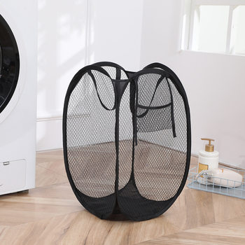 Solid color fabric breathable dirty clothes basket portable mesh home storage basket foldable clothes storage box manufacturers wholesale