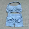 Ice blue halter bra + shorts set