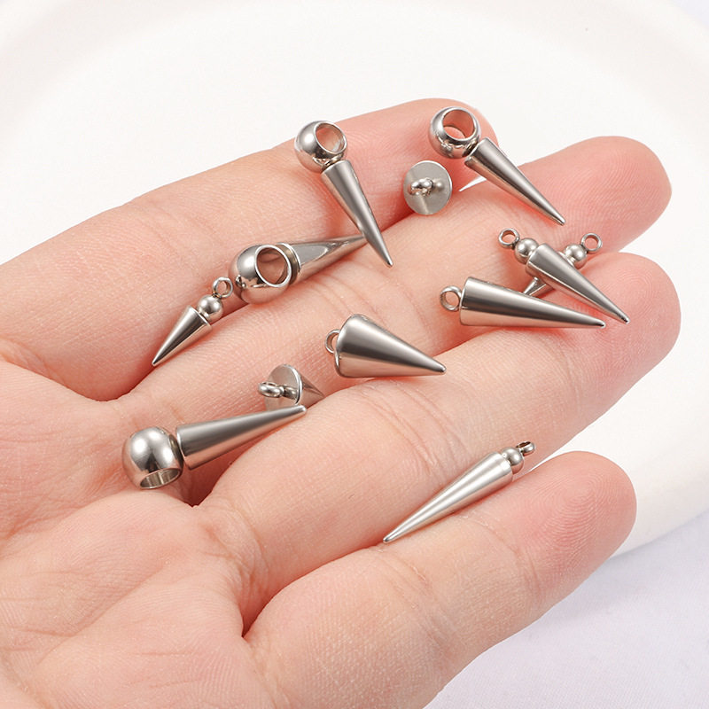 New stainless steel tapered pendant DIY jewelry accessories necklace bracelet hip hop fashion welding beads conical accessories