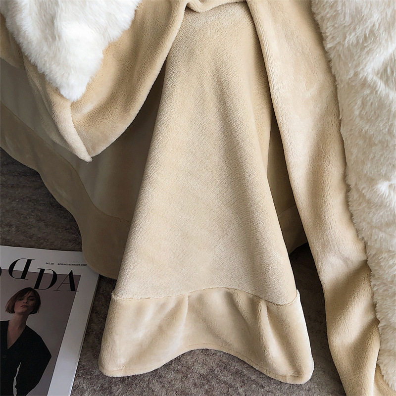 320g Thickened Rex Rabbit Plush Four-piece Set Class A Maternal and Infant Grade Milk Velvet Bed Sheet Quilt Cover Coral Velvet Bedding 4-piece Set