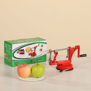 Three-In-One Automatic Peeling, Coring and Slicing Machine, Multifunctional Fruit Peeling Household Hand-Cranked Apple Peeler