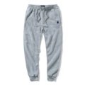 Grey pants with black label