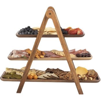 Wooden Dessert Table Ornaments Display Shelf Cold Meal Tea Break Table Tableware Tall Cake Fruit Plate Solid Wood Tray