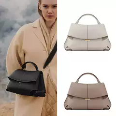 Polene Genuine Leather Bag Women's New French Niche Design Fashionable Pleated Shoulder Handbag Smile Bag Cross Border