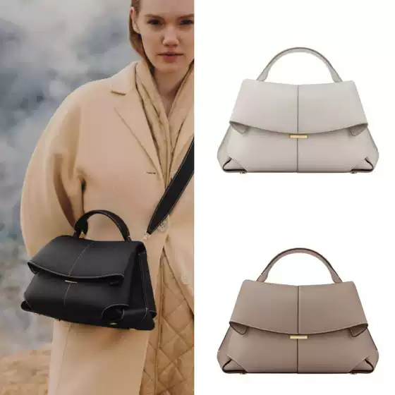 Polene Genuine Leather Bag Women's New French Niche Design Fashionable Pleated Shoulder Handbag Smile Bag Cross Border