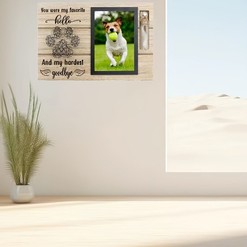 Wooden Pet Memorial Photo Frame Pet Dog Photo Frame Pendant Wooden Stereo Photo Frame with Bottle