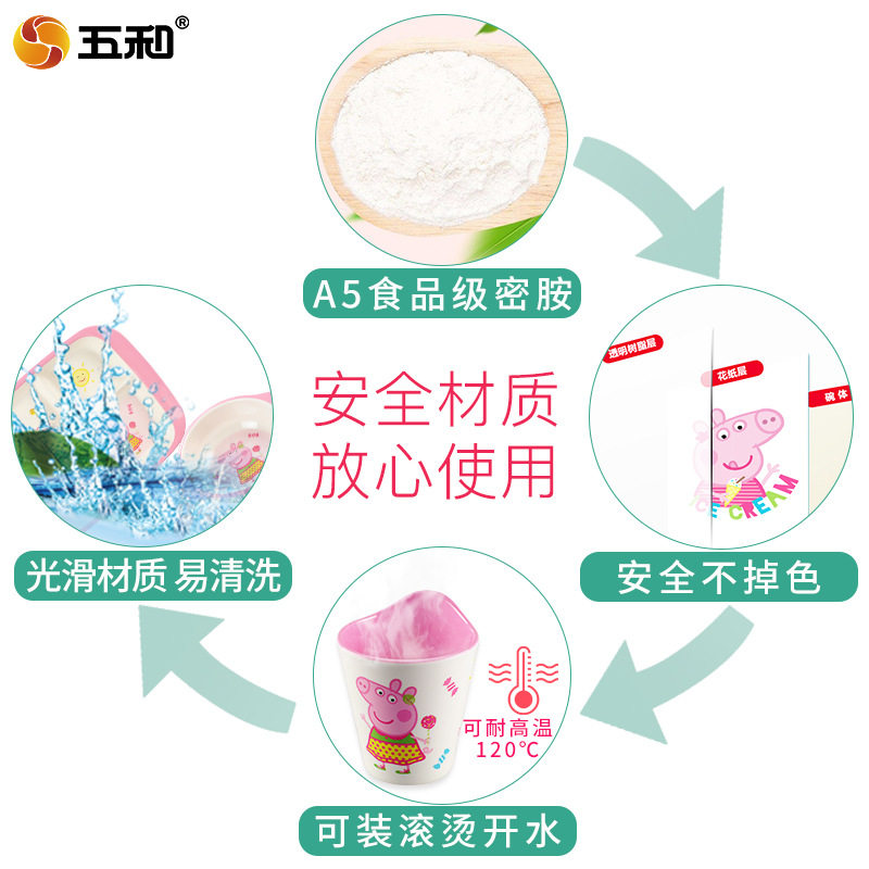 Wuhe pink Peppa Pig children's bowl food supplement bowl chopsticks tableware cartoon melamine anti-scald baby household plate