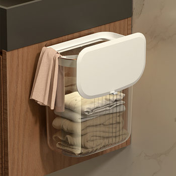Clothes Storage Box Dirty Clothes Basket Clothes Artifact Household Bathroom Transparent Wall-Mounted Basket Dirty Clothes Storage Basket Dirty Clothes Basket
