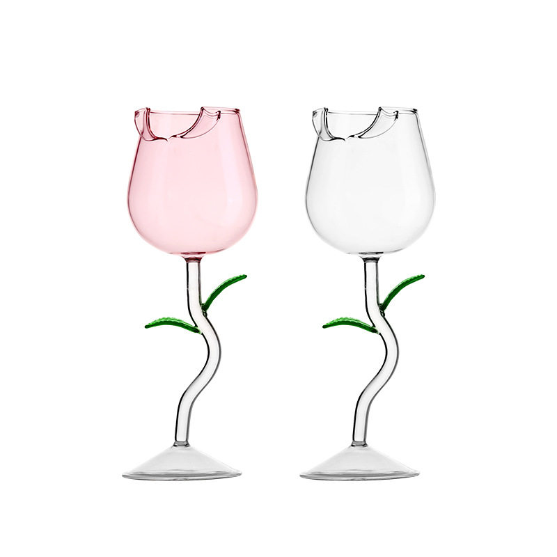 Online celebrity ins style creative rose red wine glass wholesale high-end light luxury glass wine glass goblet suit