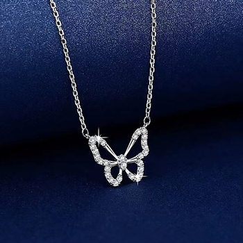 Flash Diamond advanced butterfly necklace ins style niche design cold personality Internet celebrity simple all-match fashion clavicle chain