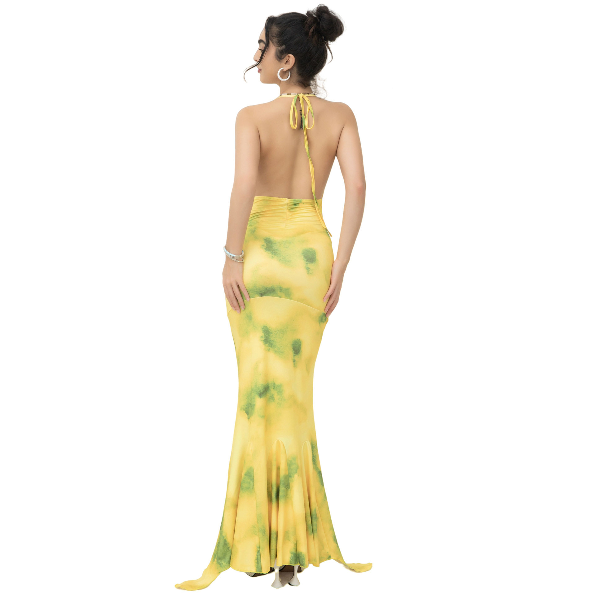 French Style Long Floral Dress Womens Sleeveless Deep V Neck Elegant Fit Perfect for Parties and Special Occasions