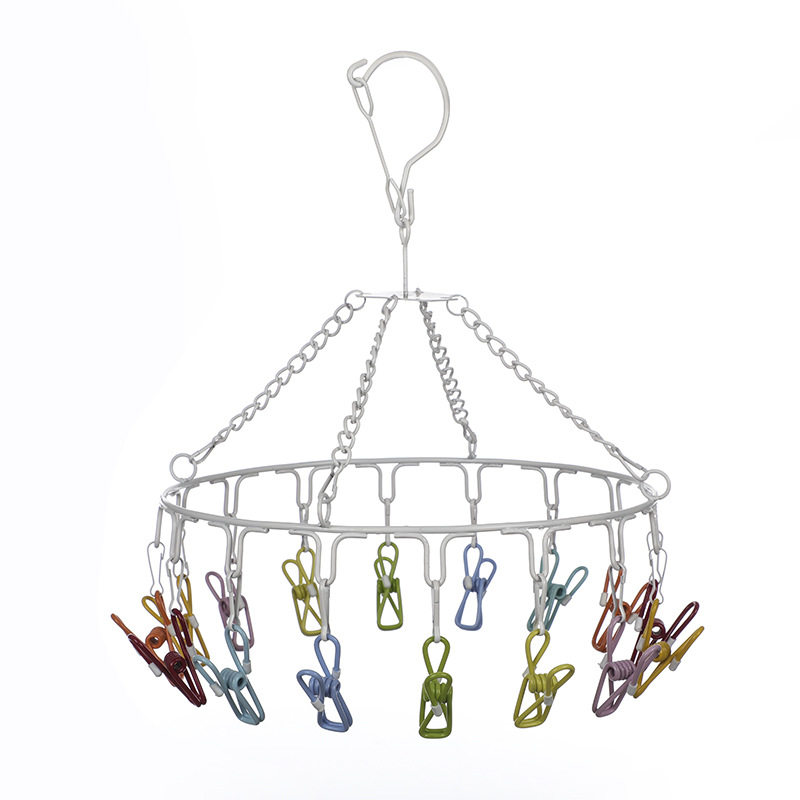 Colorful Clothes Drying Rack with Multiple Clips for Dormitory Use, Multifunctional Sock Drying Rack and Clothes Hanger