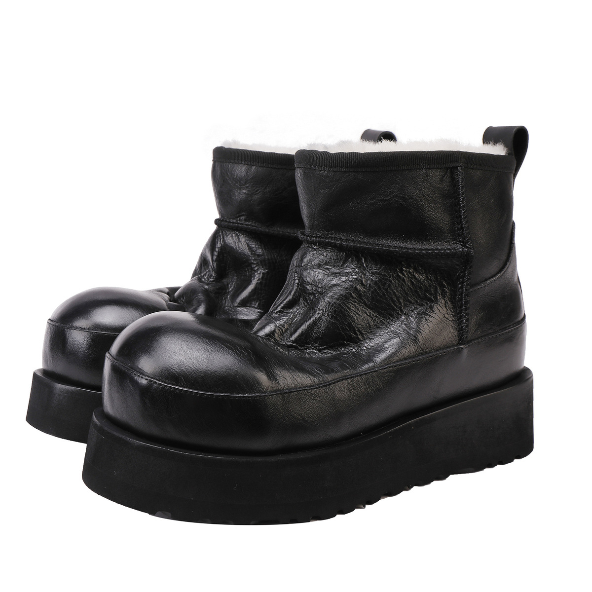 Boot nữ cổ ngắn lót lông cừu da bò lộn giữ ấm mùa đông — màu đen, màu nâu