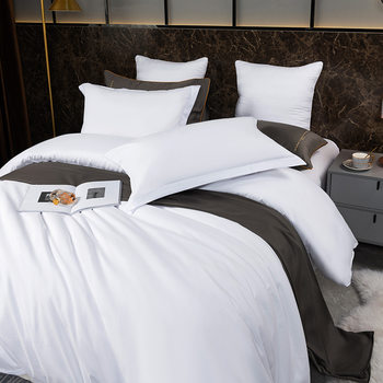 Hotel four-piece pure white bed sheet quilt cover pillowcase hotel bed linen wholesale custom