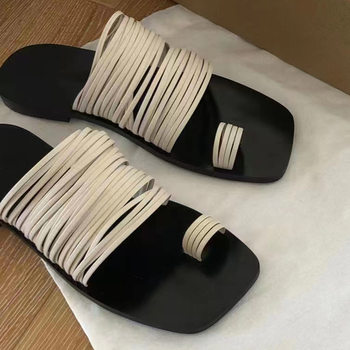 Thumb-Toe Sandals for Women Summer 2025 Niche Shoes Genuine Leather Thai Slippers Moochuu Thick-Soled Half-Slip Sandals