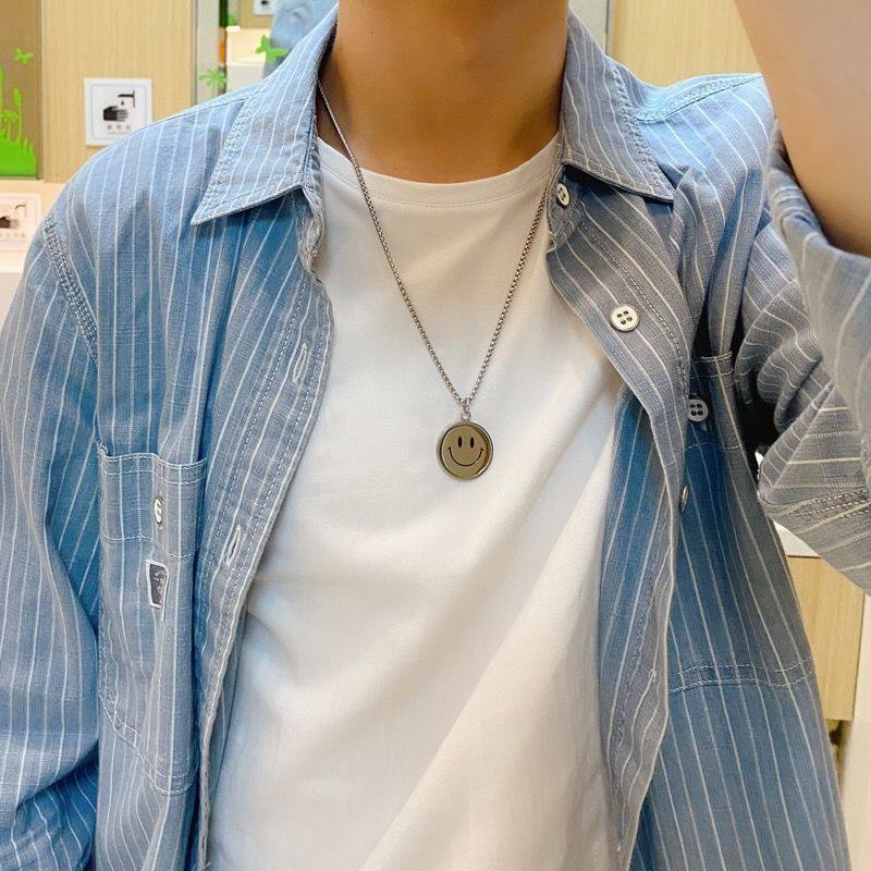 Titanium Steel Necklace Men's Hip-Hop Trendy Cool Letter Pendant Korean Style Woolen Chain Distinctive Ins Style Long Necklace Jewelry