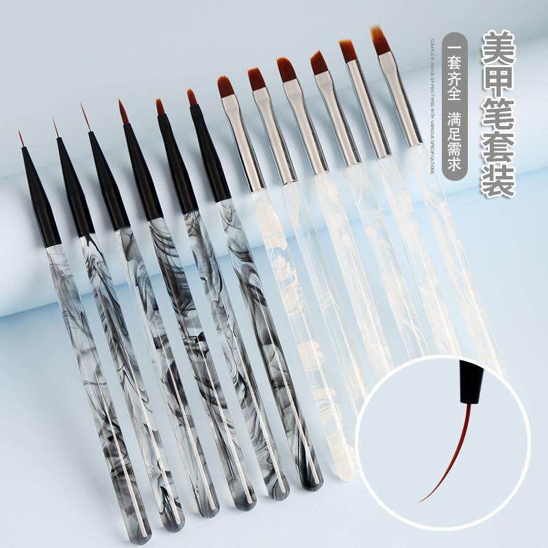 Japanese Manicure Pen Tool Set Painted Pull Pen Light Therapy Pen Smudge Pen Autumn Chrysanthemum Pen Manicure Brush 12 Pieces