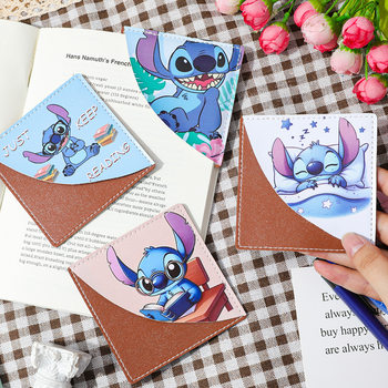 Cross-Border Creative Pu Leather Bookmark Book Page Holder Stitch Winnie the Pooh Mickey Minnie Bookmark Student Portable Gift