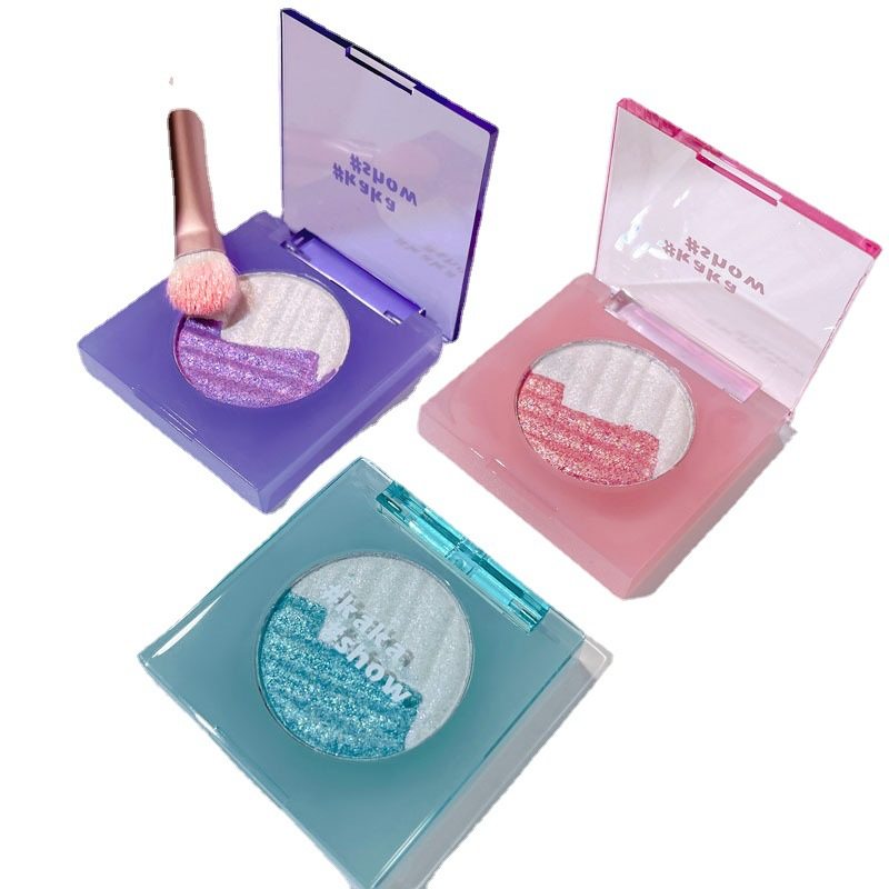 Kakashow Aurora Magic Highlight Powder Delicate Glitter Powder Advanced Girls Two-Color Highlight Contouring Eyeshadow Palette Wholesale