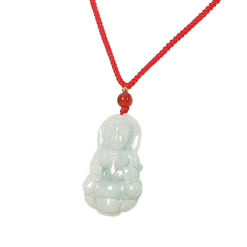 Natural Burmese Jade Jade Guanyin Necklace Pendant for Men and Women A Goods Maitreya Buddha Preservation Peace New Gift