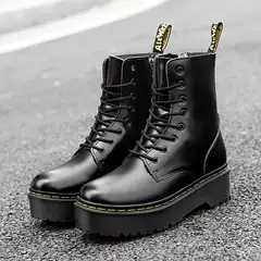 Cross border new women's boots 8-hole DR thick soled Martin boots with side zipper, European and American fashion cowhide midsole boots, car stitching replacement