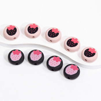 Strawberry straight hole beads plaid milk beads creative diy beaded homemade bracelet keychain jewelry accessories wholesale