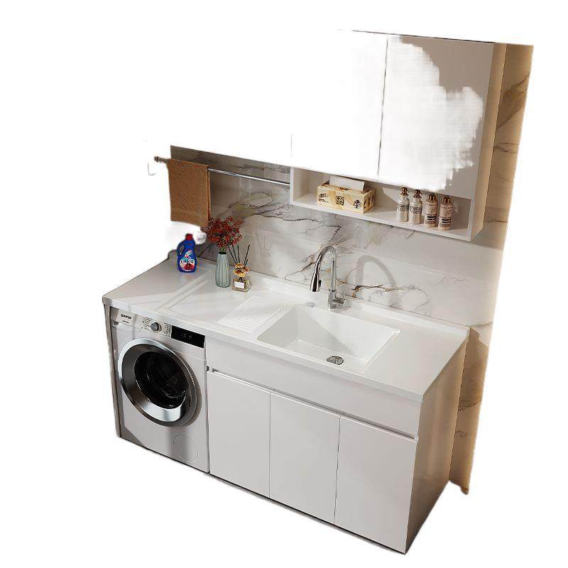 Balcony Laundry Cabinet Integrated Basin Laundry Sink with Washboard Drum Washing Machine Cabinet Companion Bathroom Cabinet Cut Corner