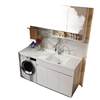 Balcony Laundry Cabinet Integrated Basin Laundry Sink with Washboard Drum Washing Machine Cabinet Companion Bathroom Cabinet Cut Corner