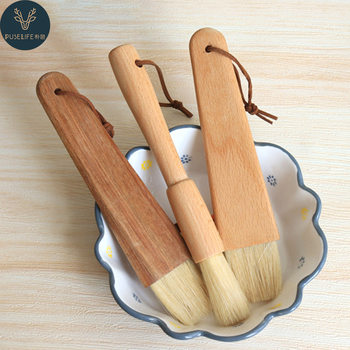 Barbecue Brush Oil Brush Beech Bristle Brush Round Brush Wooden Handle Bread Cake Baking Brush Coffee Grinder Brush