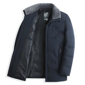 2025 Winter New Men's White Duck down Jacket for Middle-Aged and Elderly, Warm and Thickened Coat with Wool Collar, Dad's Outfit