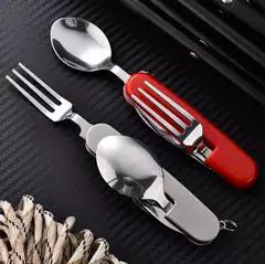 Outdoor camping diner multifunctional stainless steel tableware combination saber four-knife knife fork spoon