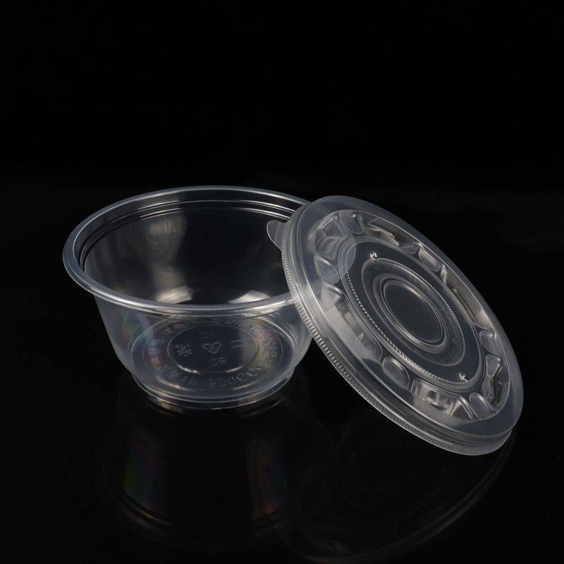 [600 only] Disposable Bowl Round Bowl with Lid Thickened Plastic Bowl for Commercial Restaurants...