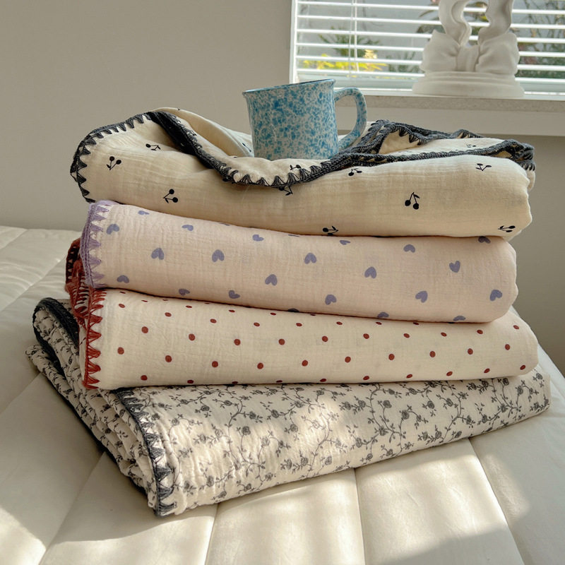 New Ins Style Korean Class a Cotton Crepe Multifunctional Blanket Summer Quilt Blanket Four Seasons Sofa Leisure Office Blanket
