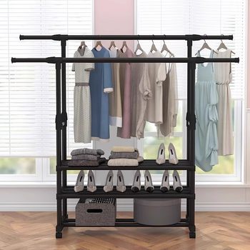 Clothes Drying Rack Floor-Standing Removable Indoor Clothes Rack Household Double-Pole Balcony Clothes Drying Rod Dormitory Simple Clothes Rack