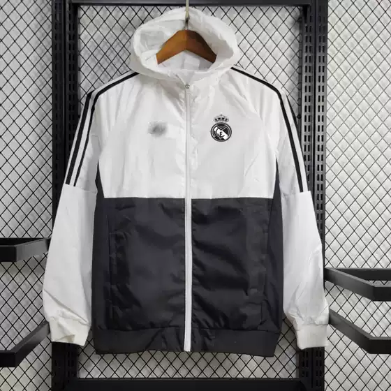 New Real Madrid Atletico Madrid Spanish Jacket Windproof Long Sleeve Zipper Jacket Embroidered Football Pre-match Sportswear Treng Coat