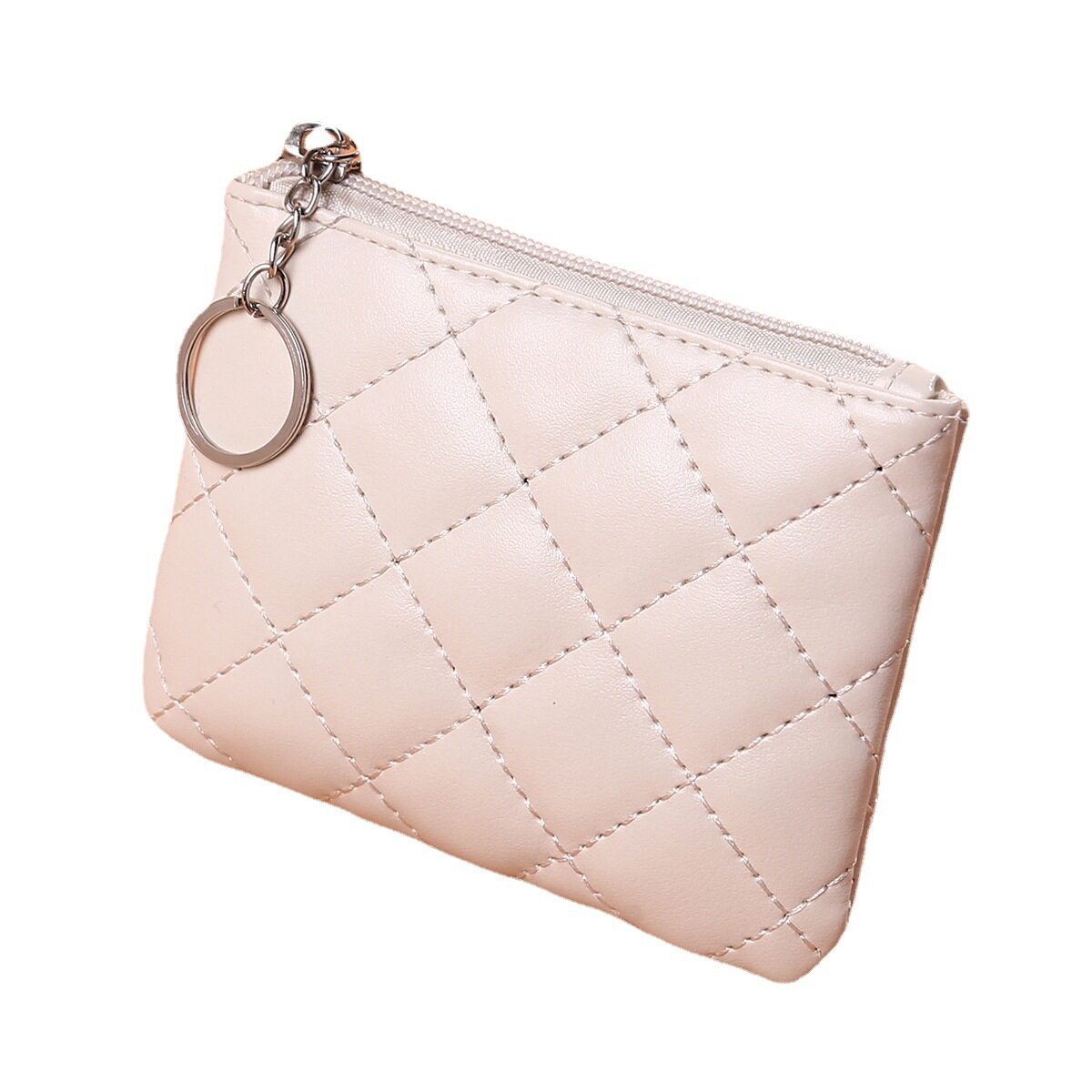 Coin Purse Women's 2022 Diamond Embroidered Pu Short Mini Zipper Small Purse Solid Color Coin Card Storage Bag