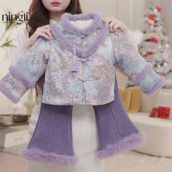 [New Chinese Style Luo] Ningli Girl Autumn and Winter Cheongsam Dress Tang Dress Princess ol Chinese Style Girl Jacket suit
