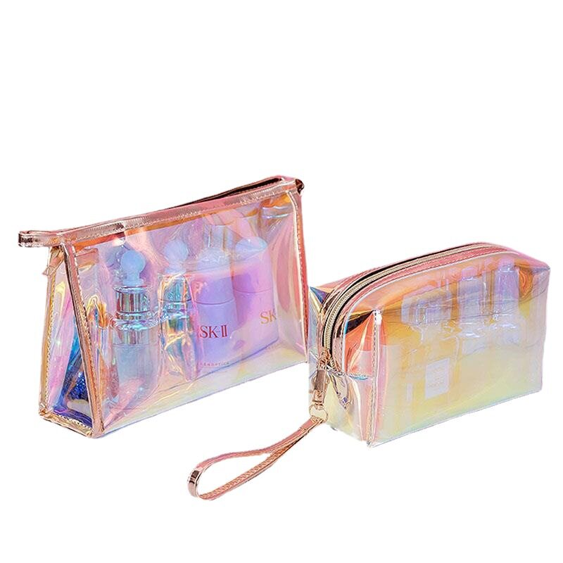 Laser Magic Color Cosmetic Bag Large Capacity High Color TPU Transparent Portable Storage Bag small size Multi-Functional Wash Bag