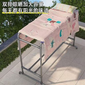 Thickened Galvanized Steel Clothes Drying Rack Floor-Standing Vertical Indoor and Outdoor Balcony Two-Layer Clothes Hanger Upper and Lower Clothes Hanger Clothes Drying Rack