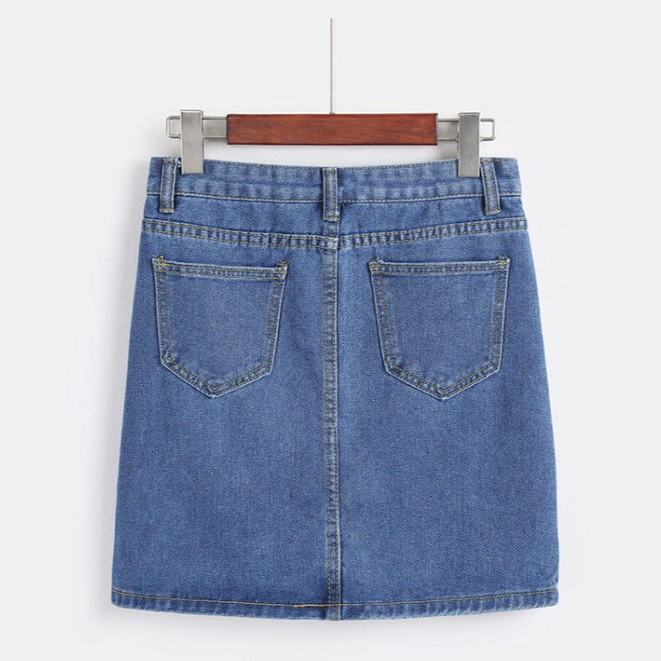 High Waisted A Line Denim Skirt Vintage Korean Style Slim Fit Casual Wear Wholesale Available
